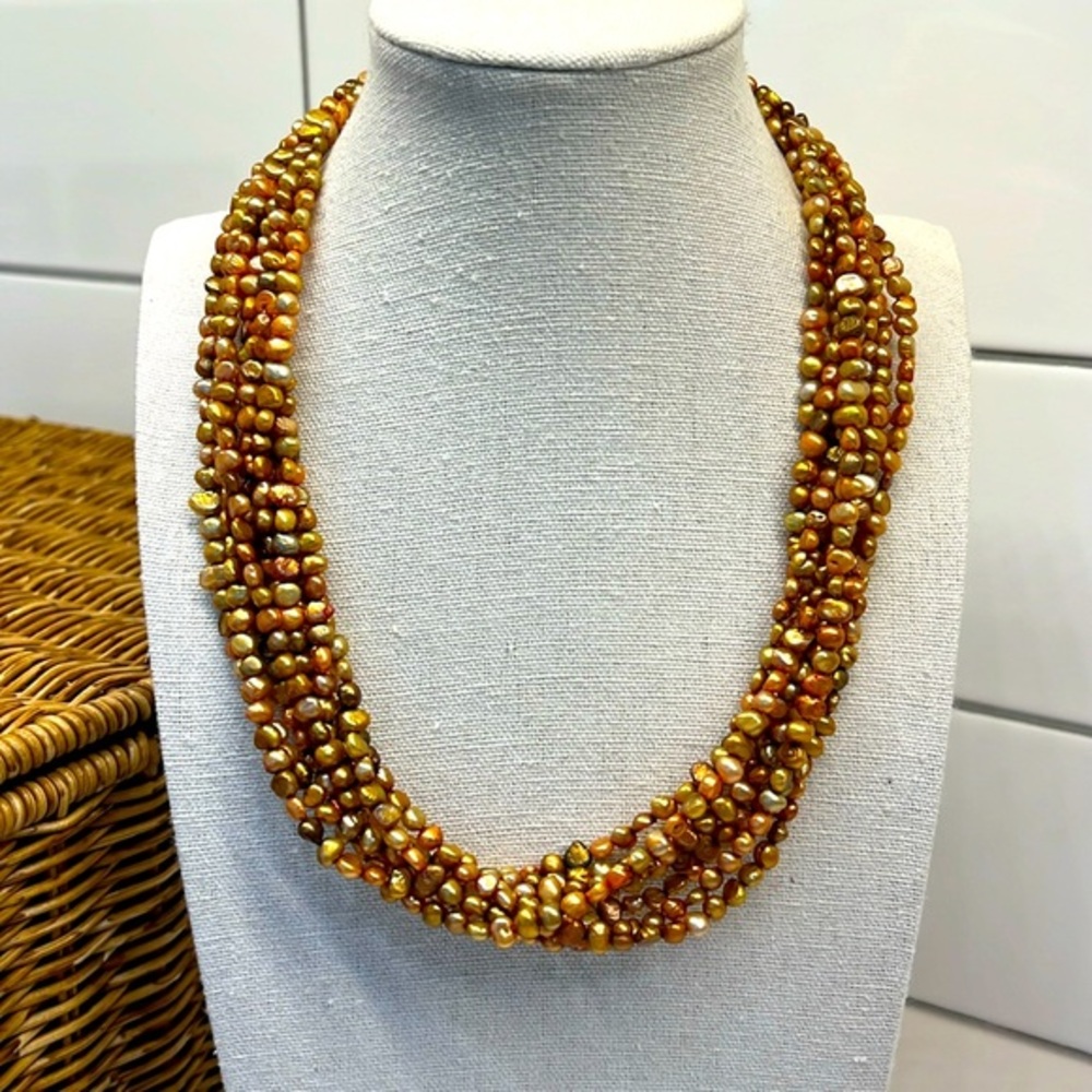 Silpada Pearls, Shades of Copper Freshwater Pearl Necklace (925 silver clasp)
